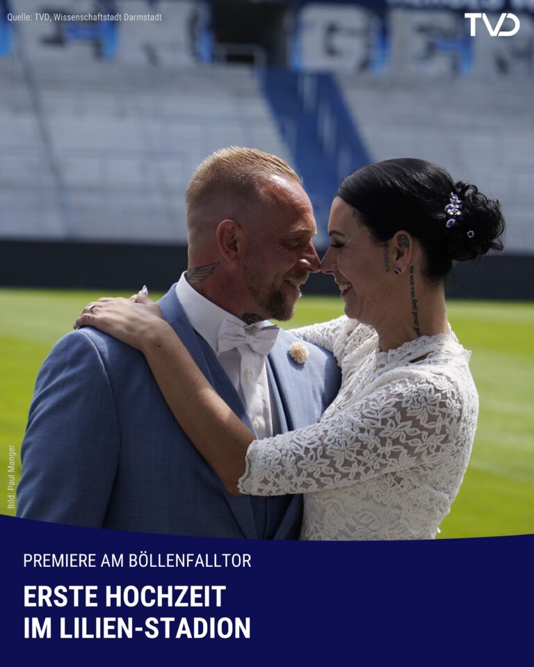 Glücklich verheiratet: Erstes Paar im Lilien-Stadion getraut