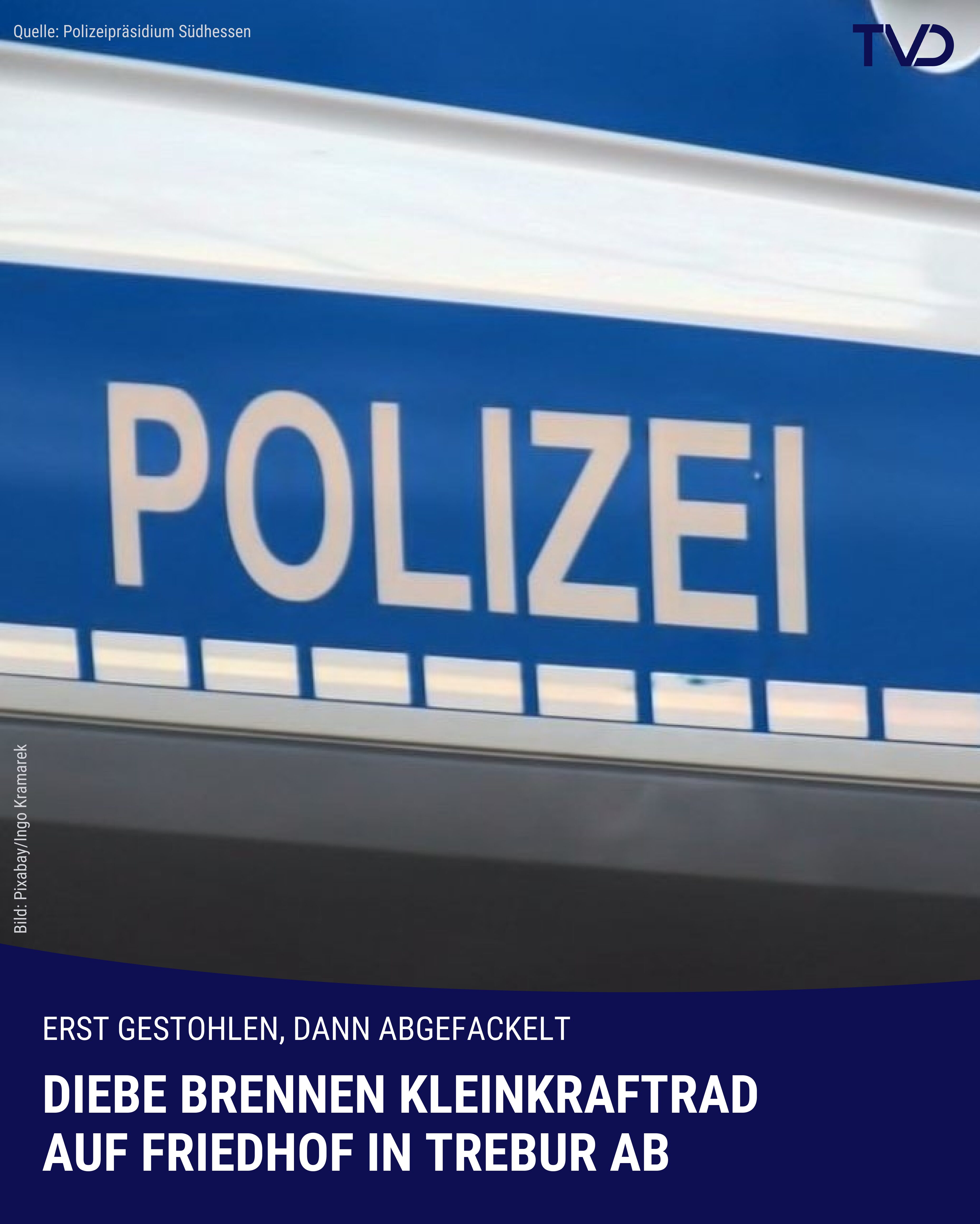 Diebe brennen Kleinkraftrad auf Friedhof in Trebur ab