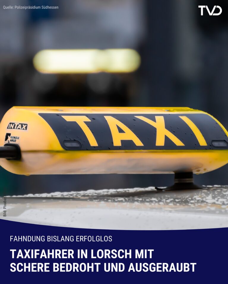 Taxi-Fahrer in Lorsch mit Schere bedroht und ausgeraubt