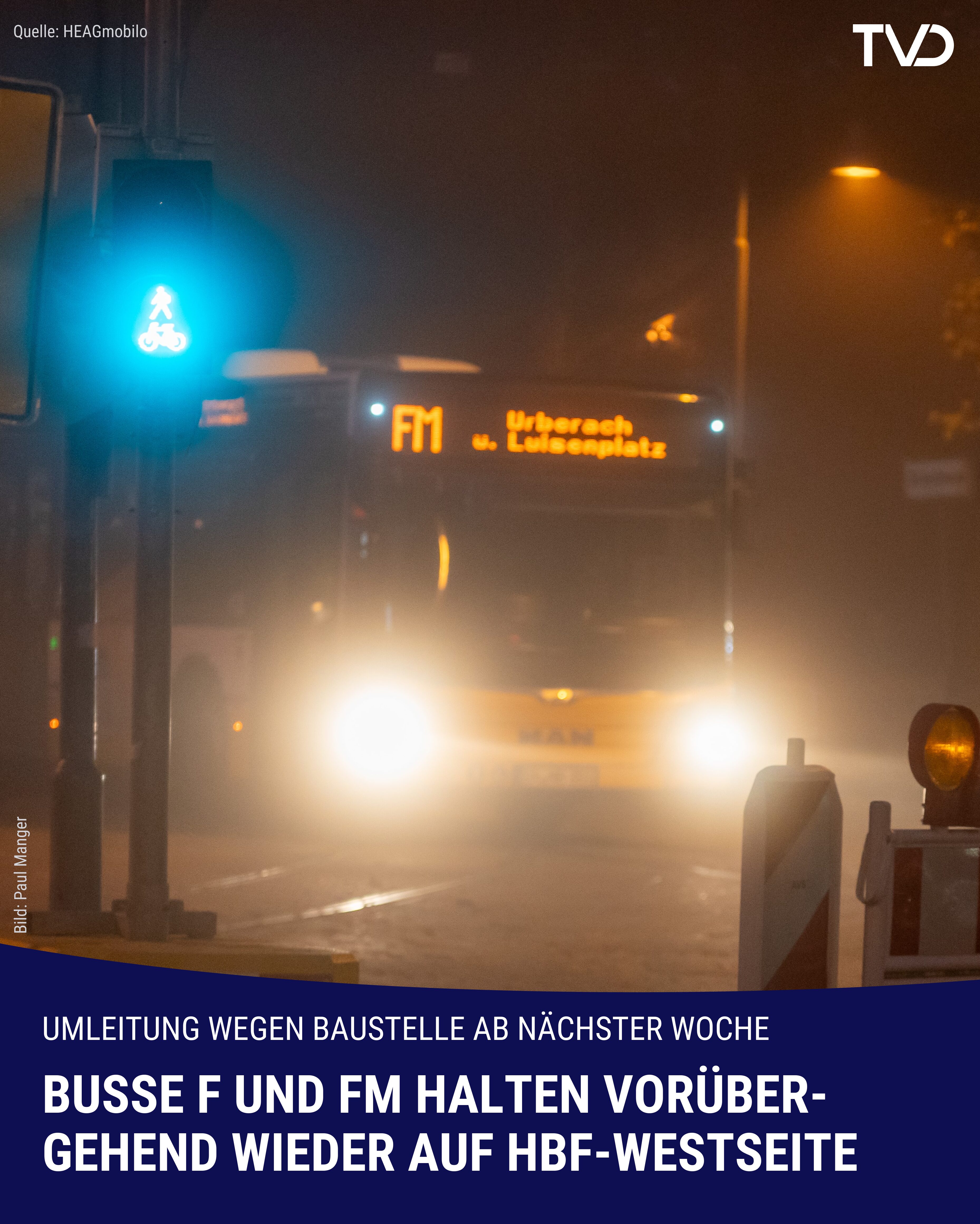 Busse F und FM halten vorübergehend wieder auf Hauptbahnhof-Westseite
