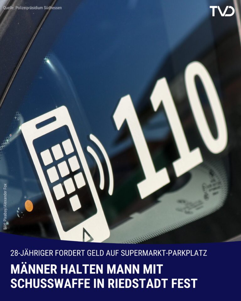 Männer halten in Riedstadt Mann mit Schusswaffe fest