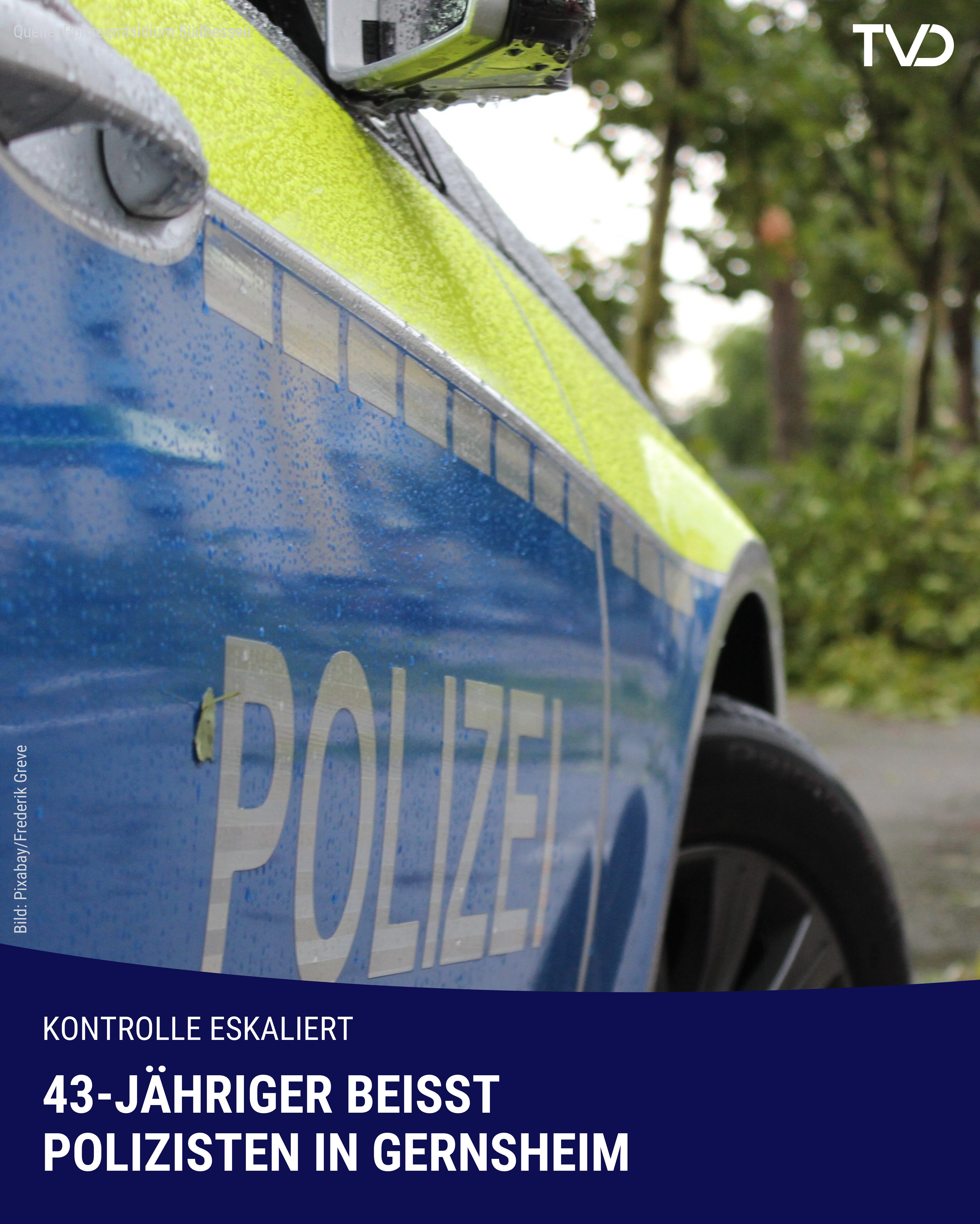 43-Jähriger beißt Polizisten bei Kontrolle in Gernsheim