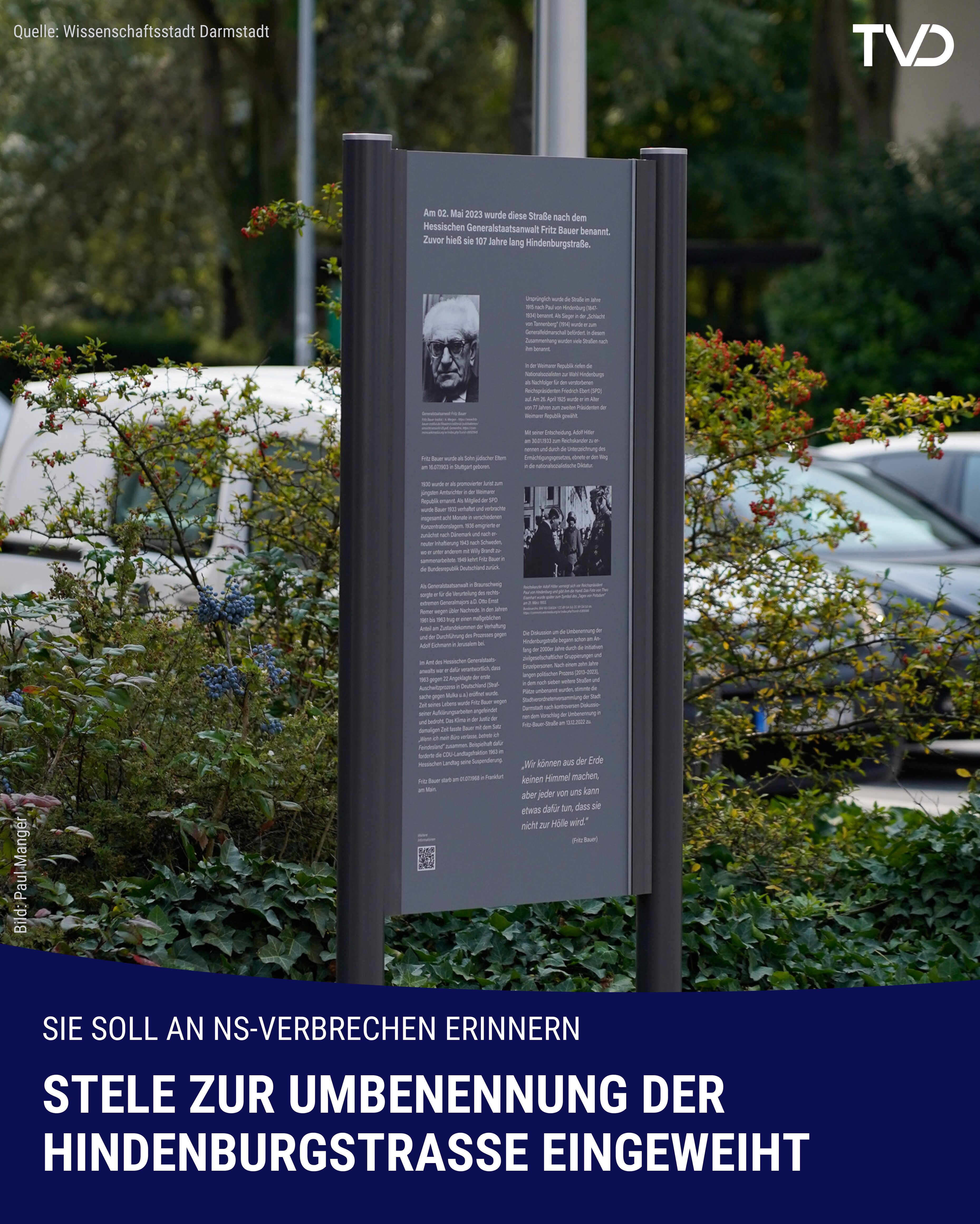 Stele zur Umbenennung der Hindenburgstraße eingeweiht