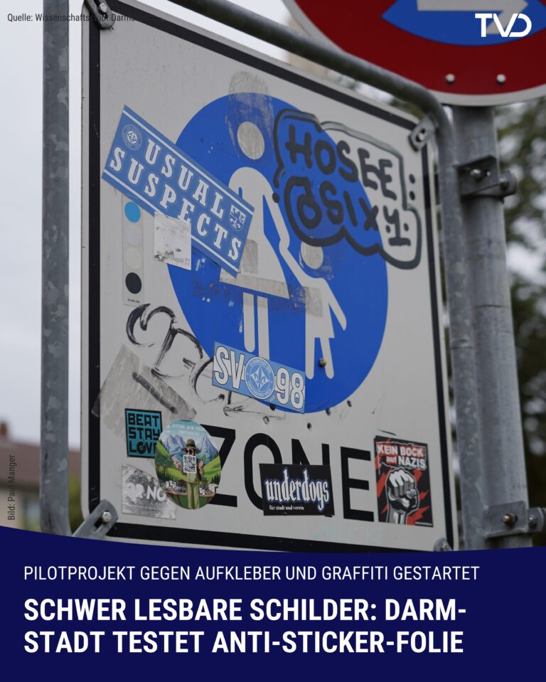 Darmstadt testet Anti-Sticker-Folie auf Verkehrsschildern