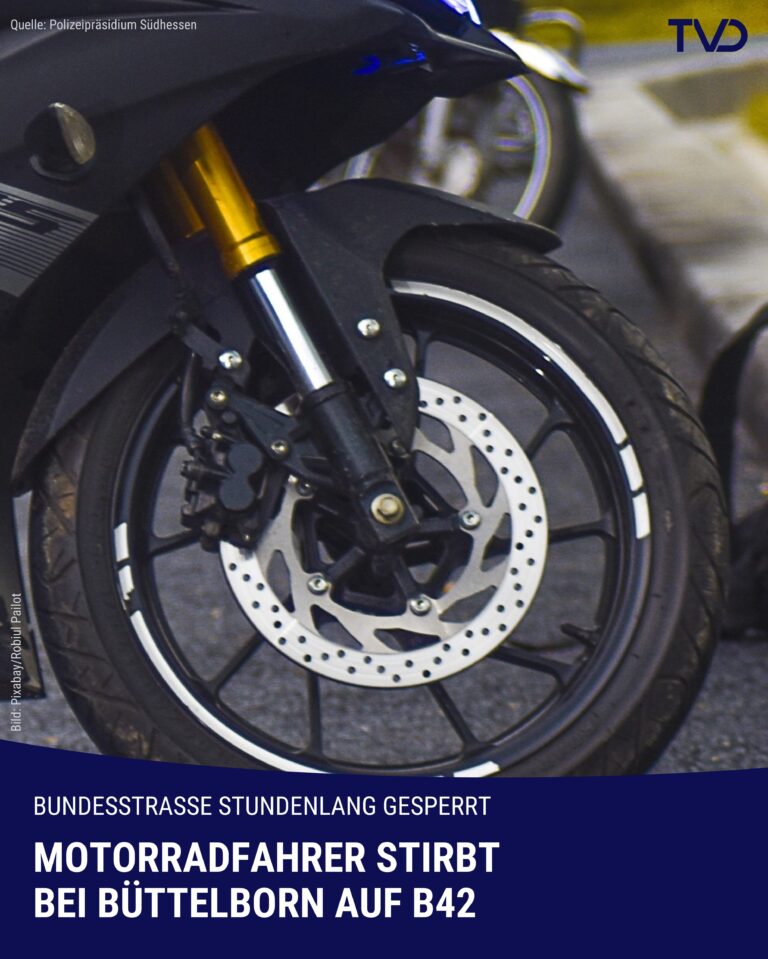 Motorradfahrer stirbt bei Unfall auf B42 bei Büttelborn