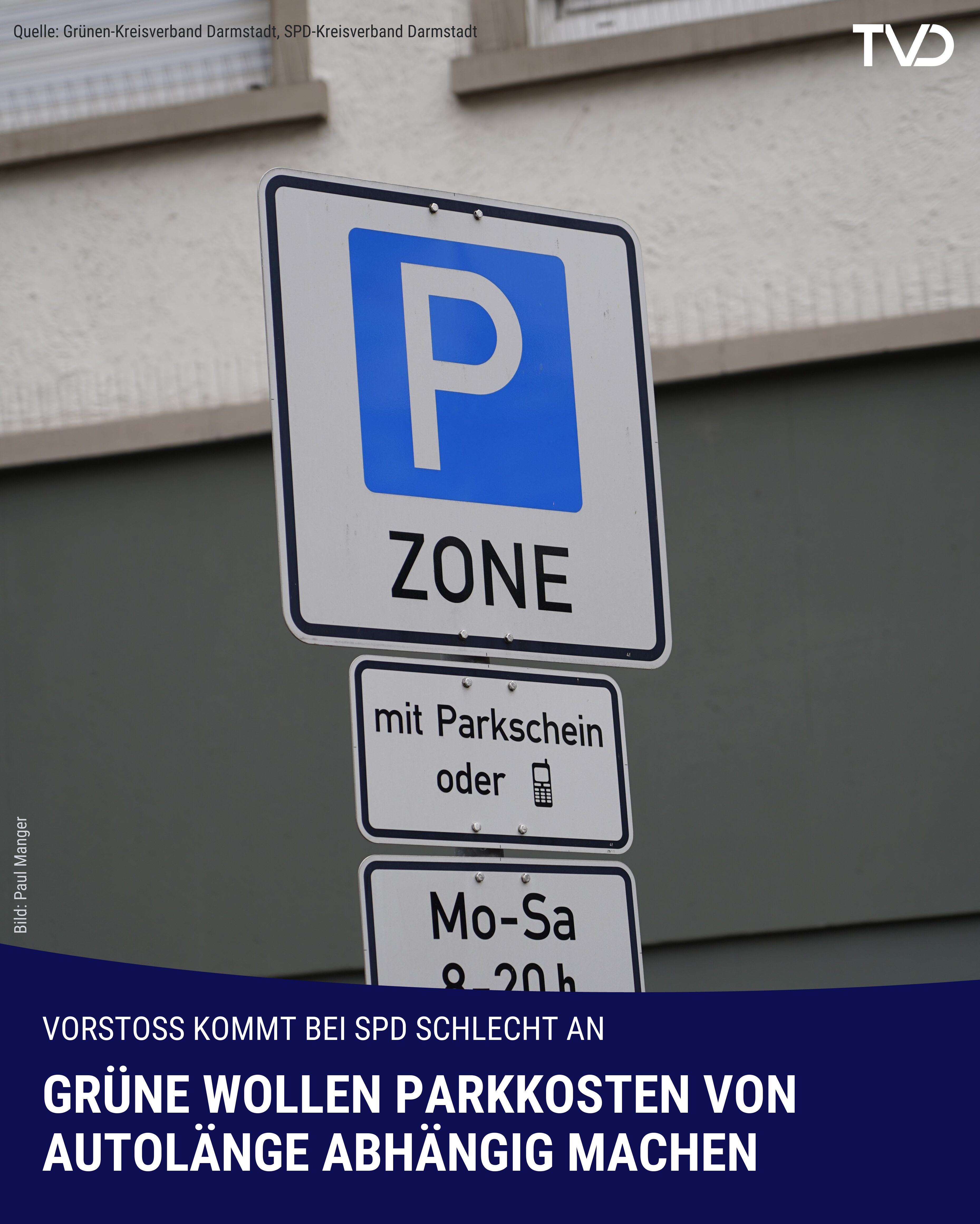 Grüne wollen Parkraumbewirtschaftung nach Fahrzeuglänge in Darmstadt