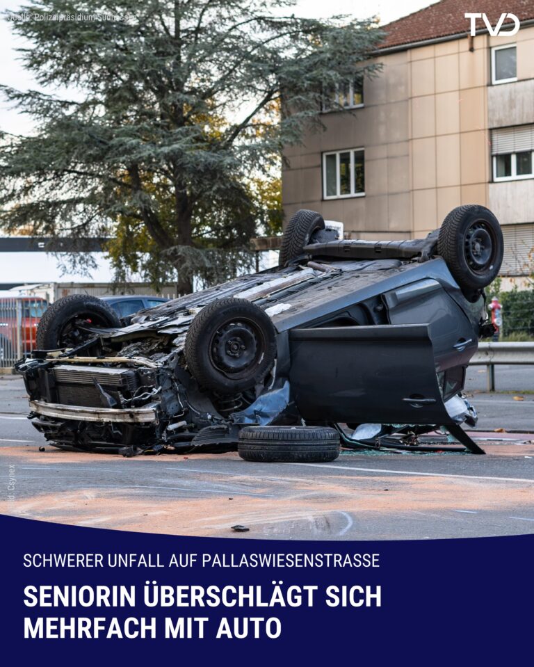 Seniorin überschlägt sich mehrfach mit Auto auf Pallaswiesenstraße