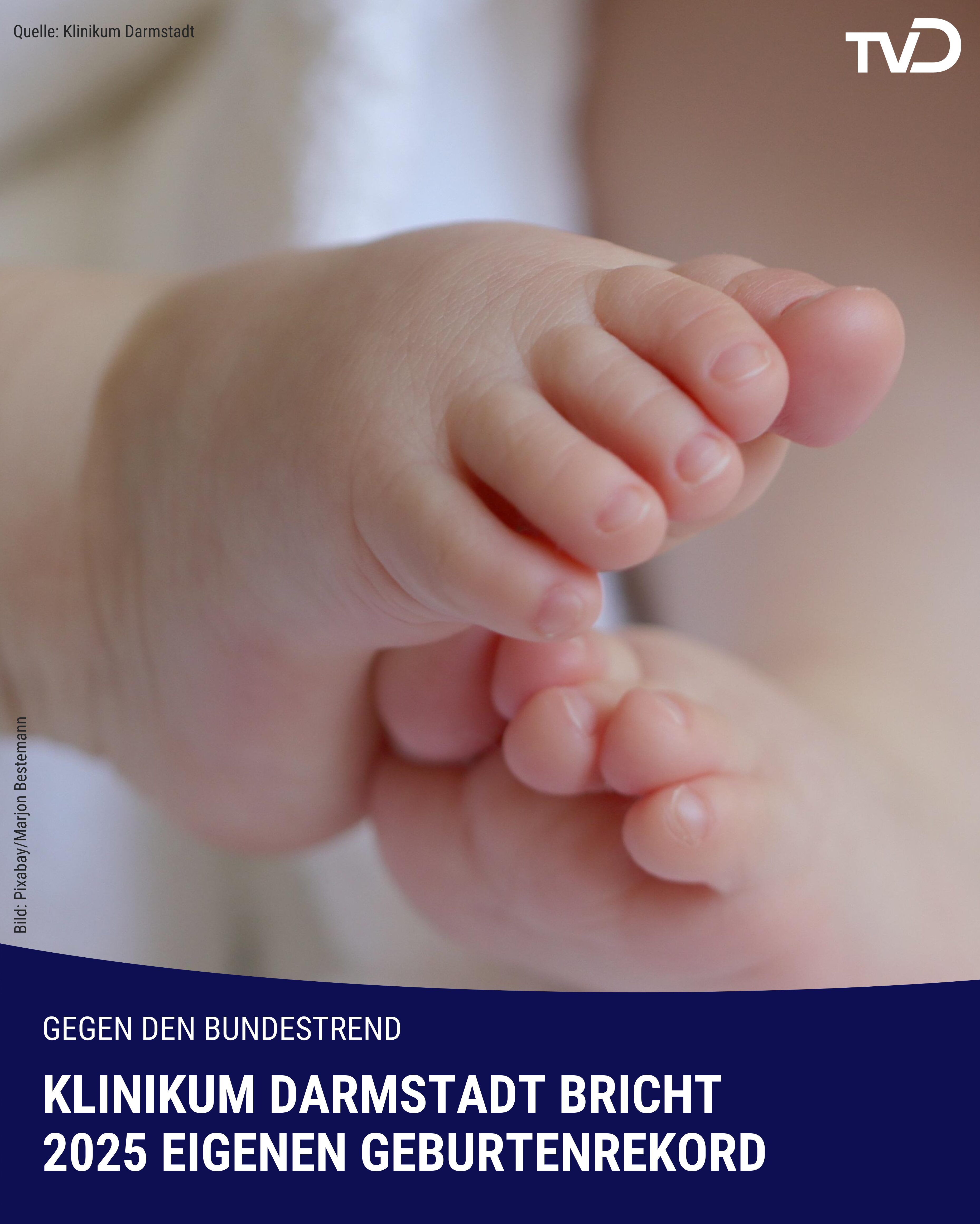 Geburtenrate im Klinikum Darmstadt gegen Bundestrend