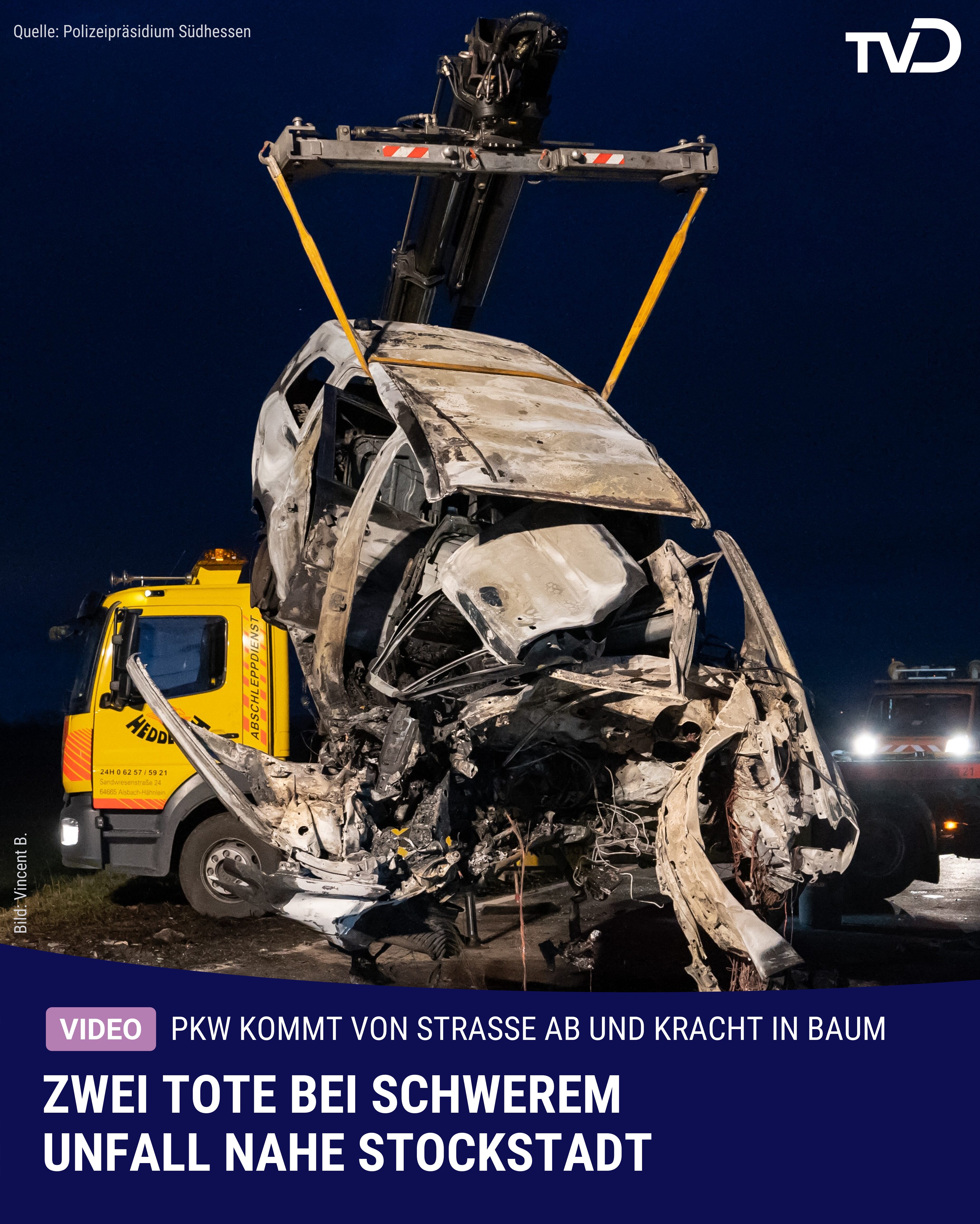 Zwei Tote bei schwerem Verkehrsunfall nahe Stockstadt