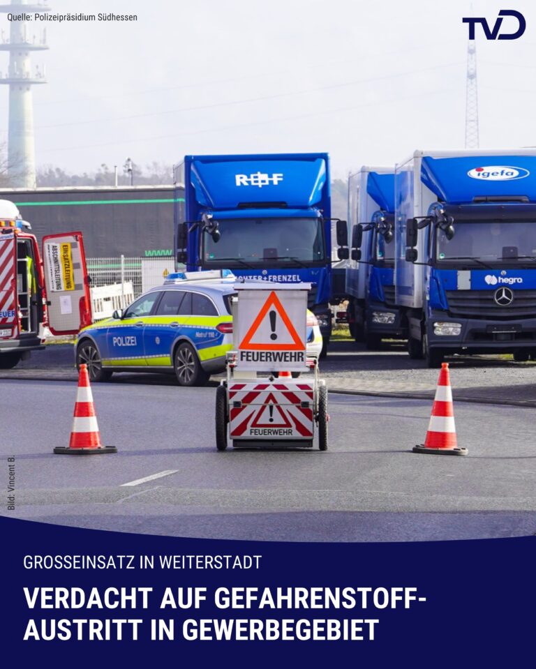 Großeinsatz: Verdacht auf Gefahrenstoff-Austritt in Weiterstadt