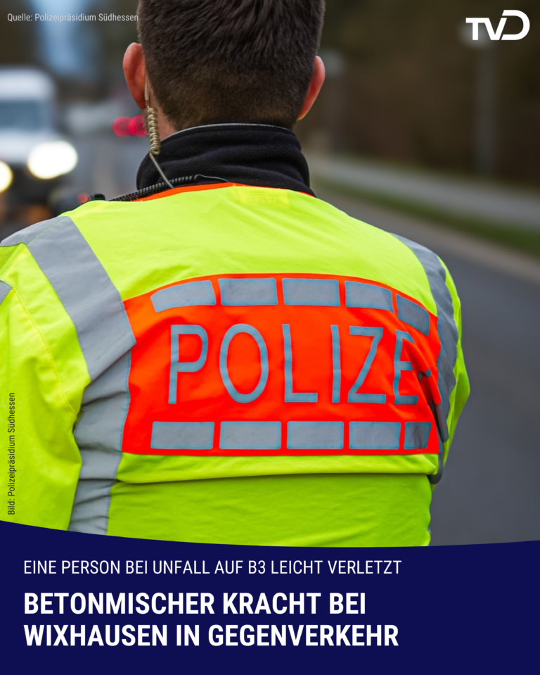 Betonmischer kracht bei Wixhausen in Gegenverkehr und kommt von Fahrbahn ab