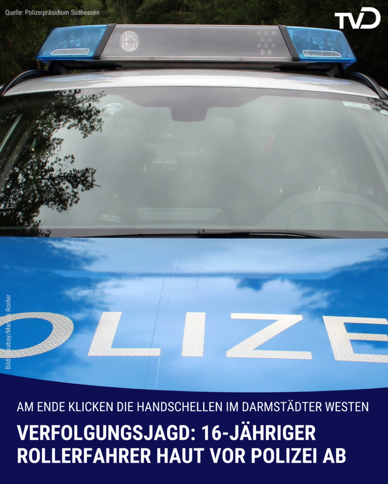 Verfolgungsjagd: 16-jähriger Rollerfahrer haut in Darmstadt vor Polizei ab