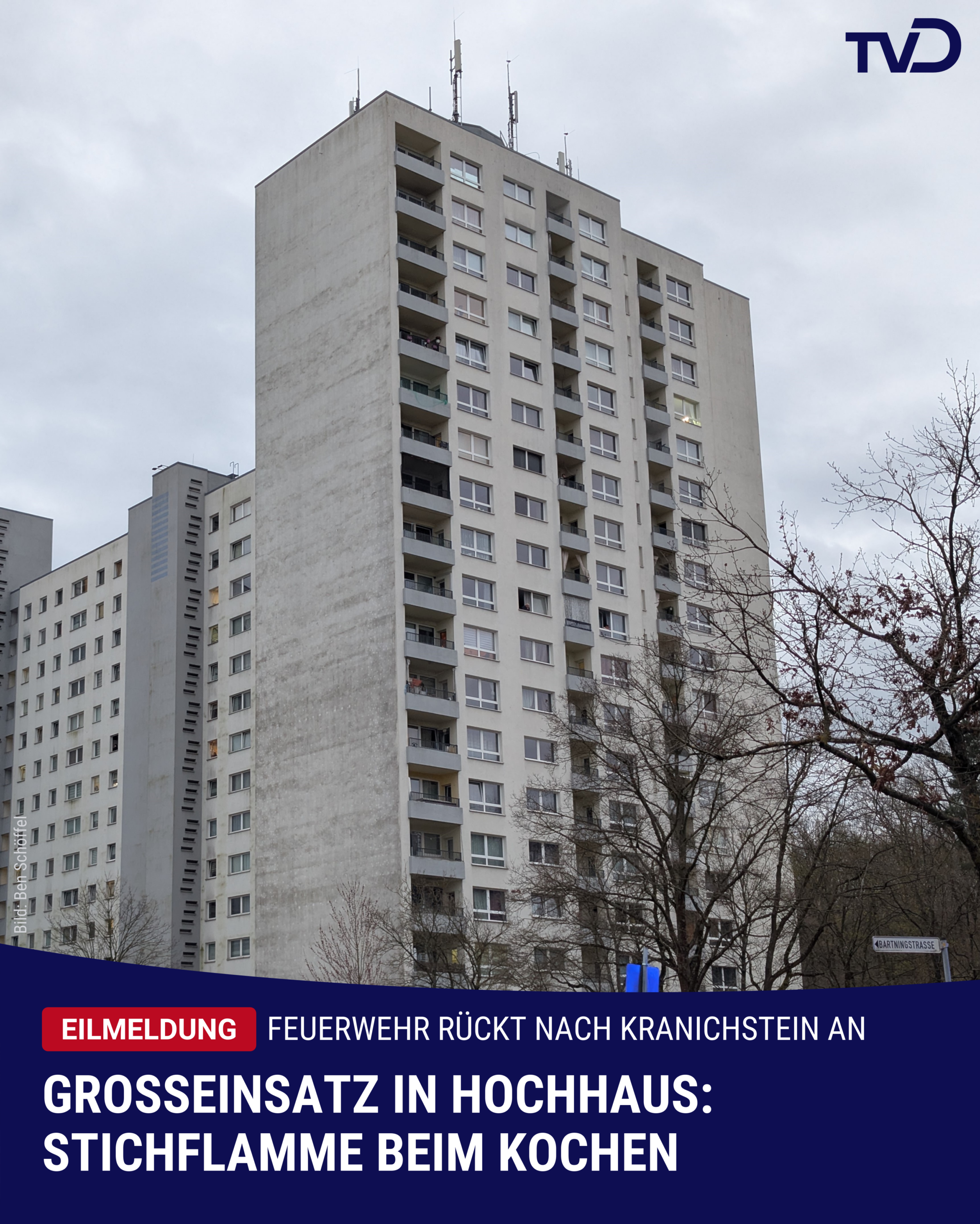 Feuerwehr-Großeinsatz an Hochhaus in Kranichstein