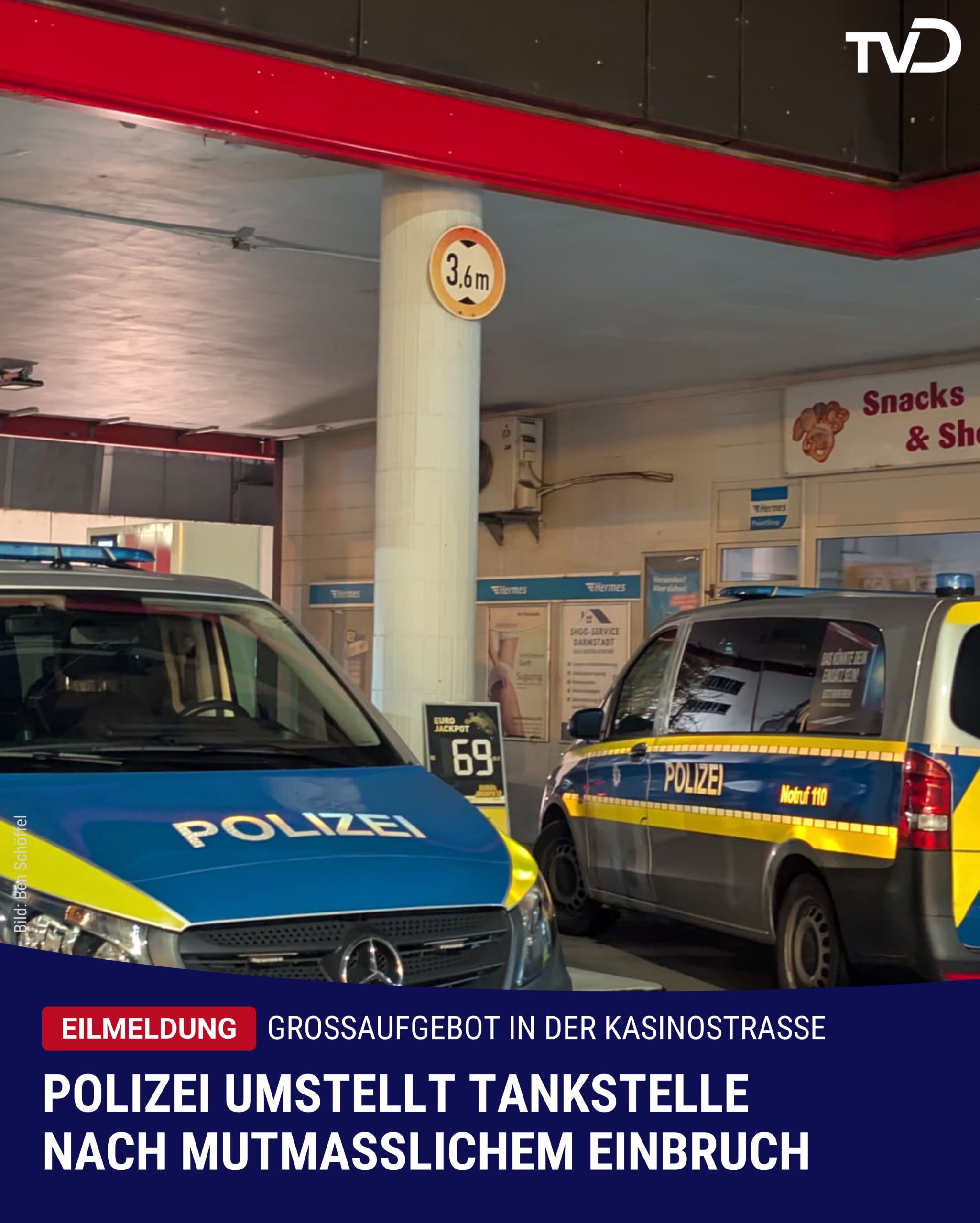 Polizei umstellt Tankstelle – versuchter Einbruch in Kasinostraße